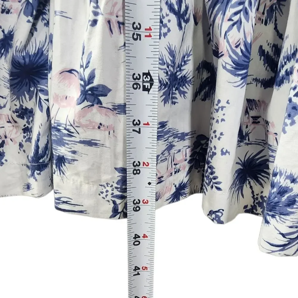 Abercrombie & Fitch Tiered Maxi Dress Smocked Palm Tress Bkue White Size Medium